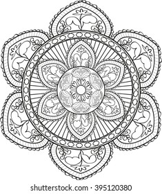 Mandala. Vector illustration with ethnic decorative elements. Hand drawn background. Islam, Arabic, Indianmotifs. 