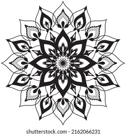 Mandala vector illustration. Ethnic oriental print ornament on white background. Suitable for coloring book ,wallpaper, tile pattern, sticker, tattoo, graphic design