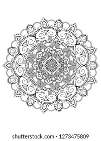 Mandala vector illustration isolated on white background. Enical illustration of oriental mandalas. Floral ornament for coloring for adults