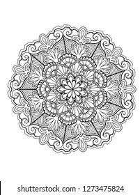 Mandala vector illustration isolated on white background. Enical illustration of oriental mandalas. Floral ornament for coloring for adults