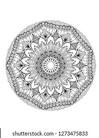 Mandala vector illustration isolated on white background. Enical illustration of oriental mandalas. Floral ornament for coloring for adults
