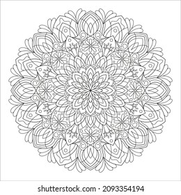 Mandala Vector illustration. Oriental decorative round ornament can be used for meditation background, stress therapy and coloring page.