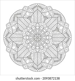 Ilustración de Mandala Vector. El ornamento redondo decorativo oriental se puede utilizar para el fondo de la meditación, la terapia de estrés y la página de coloración.