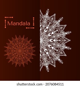 Ilustración vectorial de Mandala, copo de nieve, ornamento asiático, elemento étnico abstracto
