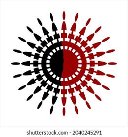 Mandala vector. Illustration tribal rays with elements of ovals, circles, squares and triangles