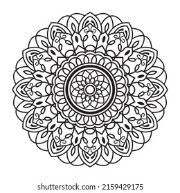 Mandala Vector and line art. mandala coloring page for adults. Black and white decorative element. Islam, Arabic, Indian, ottoman motifs.