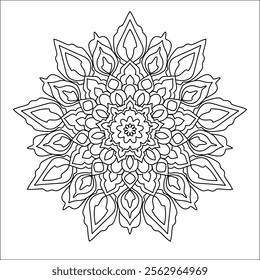 Mandala vector and line art with coloring book Black and white