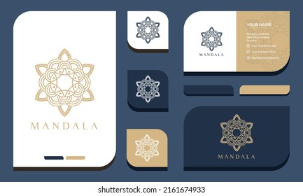 logotipo de vector mandala y tarjeta de visita