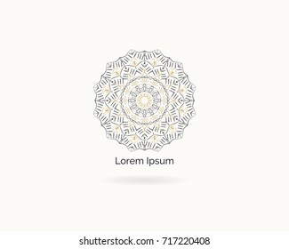 Mandala vector logo design. Round decorative and geometric emblem.