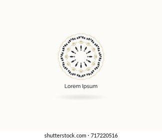 Mandala vector logo design. Round decorative and geometric emblem.