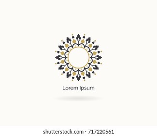 Mandala vector logo design. Round decorative and geometric emblem.