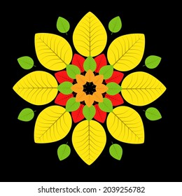 The mandala is a vector of many elements and patterns.