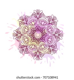 Mandala vector on the watercolor background