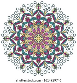 Mandala. Vector openwork ornament. Oriental pattern. Template for tattoo, henna drawing. Ethnic motif for fabric, paper, glass.