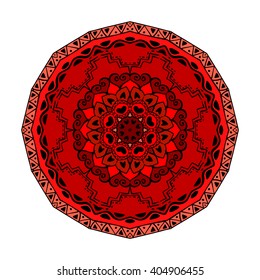 Mandala. Vector ornament in cherry colors, round decorative element for your design