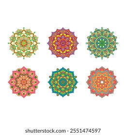 Mandala vector ornament collection with different shapes, mandala bundle background black and white design