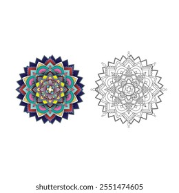 Mandala vector ornament collection with different shapes, mandala bundle background black and white design
