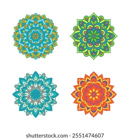 Mandala vector ornament collection with different shapes, mandala bundle background black and white design