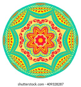 Mandala. Vector ornament, colorful round decorative element in trendy colors for your design