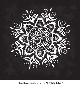 Mandala vector ornament. Hand drawn. Islam, Arabic, Indian. Perfect for printing on fabric or paper. Boho style. Cloth design, wallpaper, wrapping. Modern  texture. Geometric tiles.