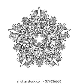 Mandala vector ornament. Hand drawn. Islam, Arabic, Indian. Perfect for printing on fabric or paper. Boho style.Cloth design,wallpaper,wrapping. Modern  texture.Repeating geometric tiles.