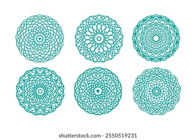 Colección del sistema del ornamento del Vector del mandala con diversas Formas, diseño blanco y negro del fondo del Paquete del mandala
