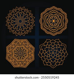 Mandala vetor conjunto de ornamentos coleção com diferentes formas, fundo de fundo de mandala preto e branco design