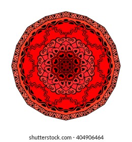 Mandala. Vector ornament in strawberry colors, round decorative element for your design
