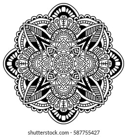 Mandala vector ornament. Vintage decorative elements. Hand drawn oriental illustration. Tribal motifs.