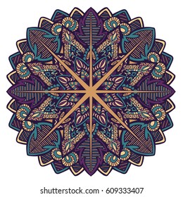 Mandala vector ornament. Vintage decorative elements. Hand drawn oriental background. Tribal motifs.
