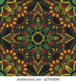 Mandala vector ornament. Vintage decorative elements. Hand drawn oriental background. Tribal motifs.
