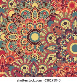 Mandala vector ornament. Vintage decorative elements. Hand drawn oriental background. Tribal motifs.