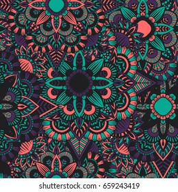 Mandala vector ornament. Vintage decorative elements. Hand drawn oriental background. Tribal motifs.