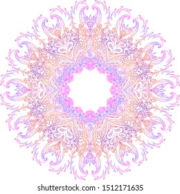 Mandala. Vector ornamental design element, ethnic art, patterned Indian paisley. Hand drawn illustration. Invitation element. Tattoo, astrology, alchemy, boho and magic symbol. 