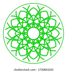 Ornamentos vectoriales de Mandala. Geomatris en forma de flor verde. Utilizado para la decoración