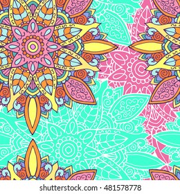 Mandala vector pattern. Seamless. Hand drawn. Islam,Arabic, Indian. Perfect for printing on fabric or paper. Boho style.Cloth design, wallpaper, wrapping. Modern  texture. Repeating geometric tiles.