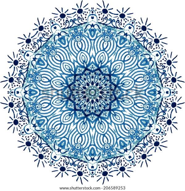 Mandala Vector Pattern Watercolor Blue Background Stock Vector (Royalty ...