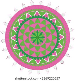 Mandala Vector rangoli Indian traditional colorful clay art 