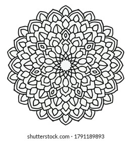 Mandala vector round pattern black white ornament for coloring page, book cover, clothing, laser cutting.