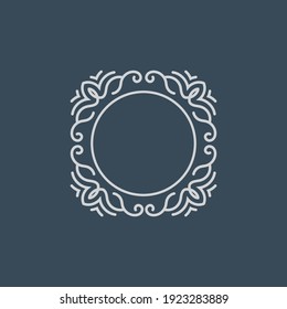 cuadro blanco redondo vector mandala.Tarjeta de saludo con lugar para texto
