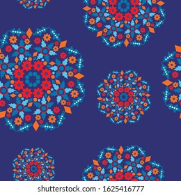 Mandala vector seamless colorful pattern for wallpaper, wrapping and textile.