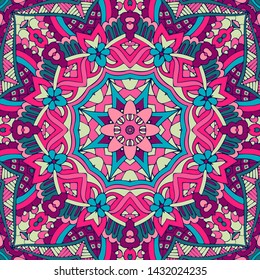 Mandala vector seamless pattern mandala art. Flower medallion print.