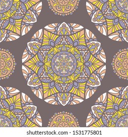 Mandala vector seamless pattern background. Tribal ornament.