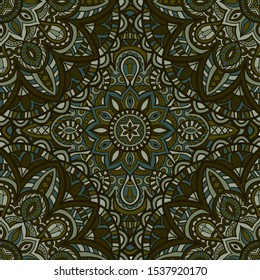 Mandala vector seamless pattern background. Tribal ornament.