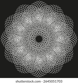 Mandala vector symbol. Intricate circular design. Geometric black white. Decorative symmetry art.