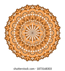 Mandala vector. A symmetrical round orange ornament. Ethnic draw