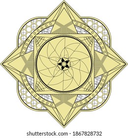 Mandala-Vektor. Ein symmetrisches rundes Ornament. Ethnische Verzeichnung