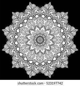 Mandala Vector tattoo. Perfect card for any other kind of design, birthday and other holiday, kaleidoscope, medallion, yoga, india, arabic. Islam, Arabic, Indian, asian motifs.