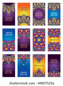 Mandala Vector template of business card, flyer, banner Yoga club, meditation center, arabic cuisine