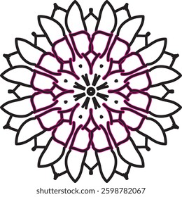 Mandala Vector Tree Lotus Flower Leaf Coloring Art Simple Design Shape Floral Oriental Outline Vintage Decorative Elements Pattern Illustration Islam Arabic Indian Turkish Mystic Religion Morals 